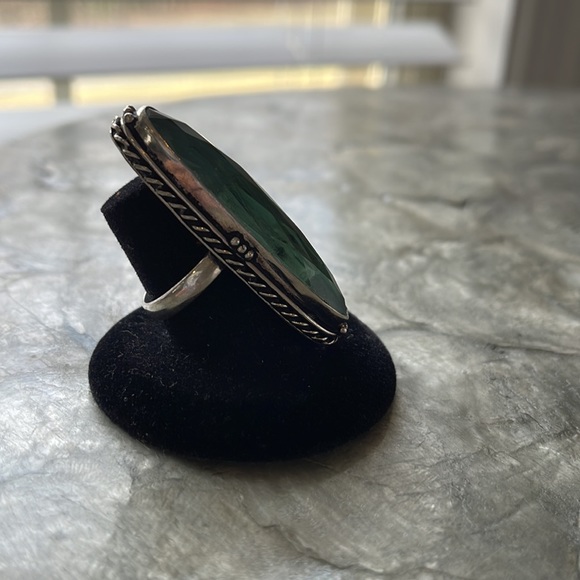 Green Amethyst and Sterling Silver Statement Ring - Picture 2 of 2